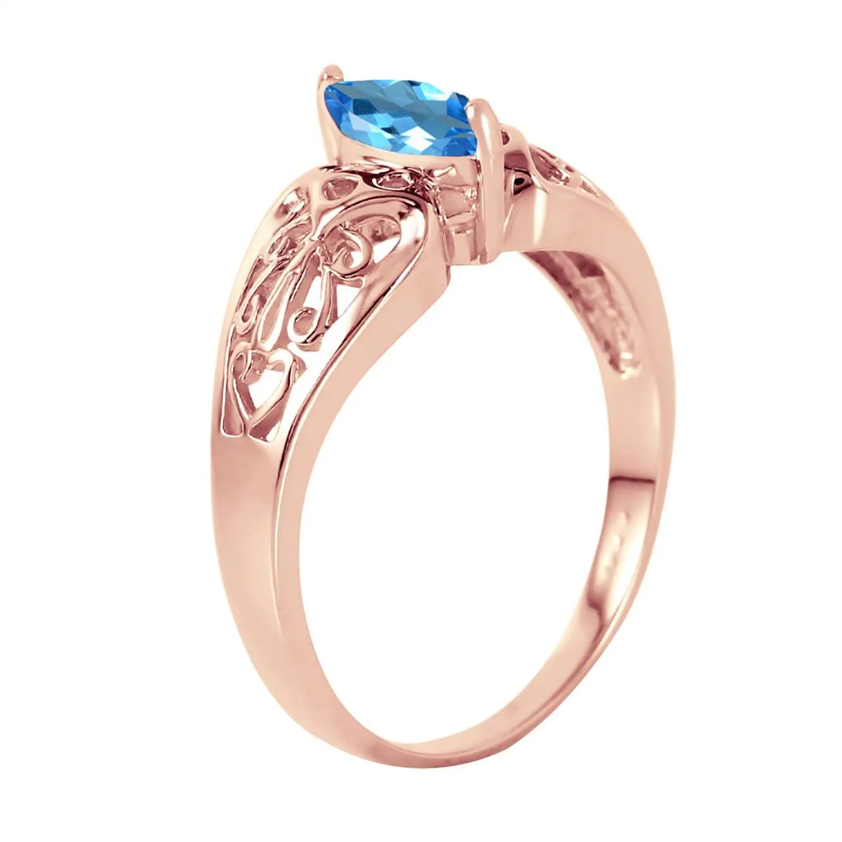 0.2 Carat 14K Solid Rose Gold You Are Splendid Blue Topaz Ring