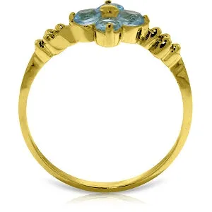 0.58 Carat 14K Solid Yellow Gold Audible Blue Topaz Ring