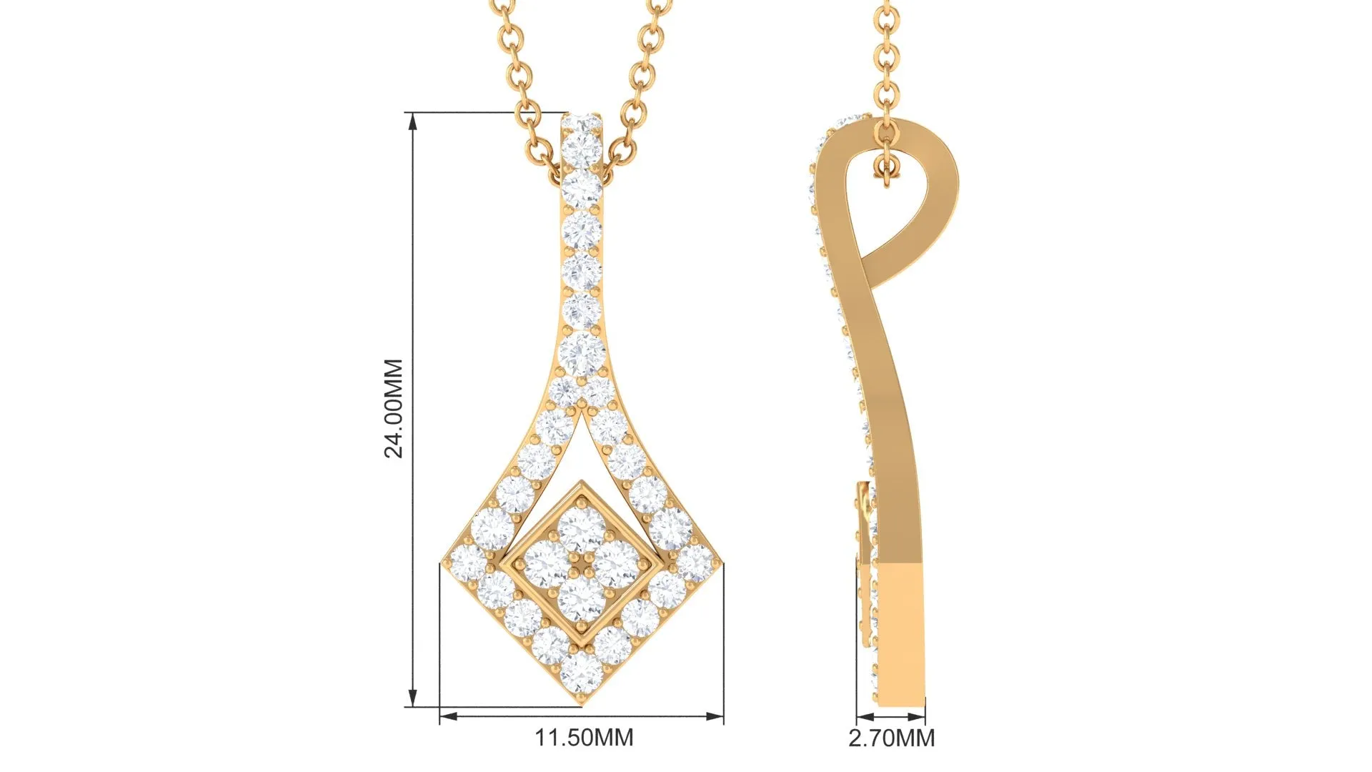 1 CT Designer Moissanite Dangle Pendant in Prong Setting
