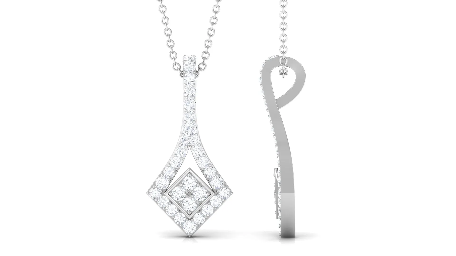 1 CT Designer Moissanite Dangle Pendant in Prong Setting