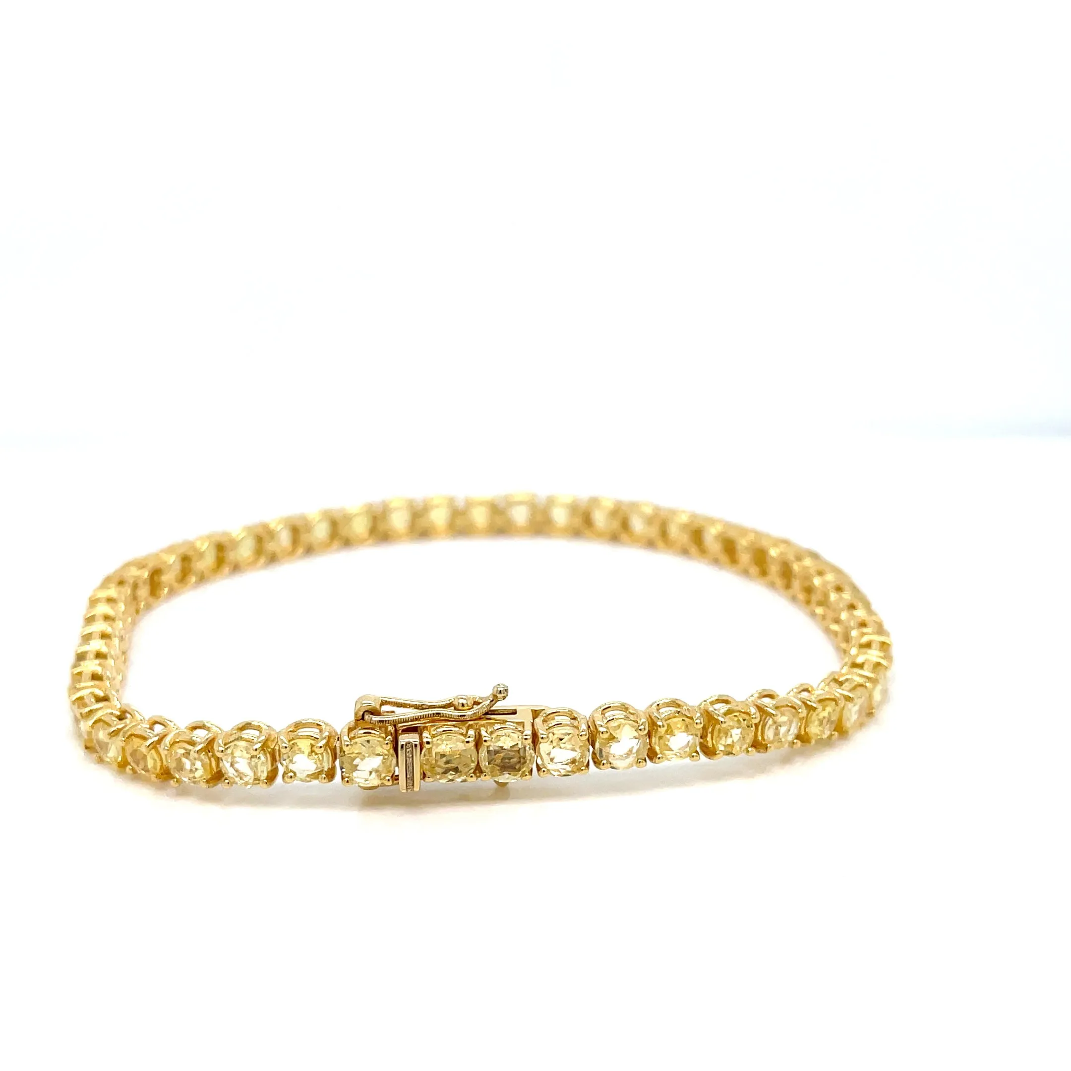 10 Carat Natural Yellow Sapphire Gold Tennis Bracelet