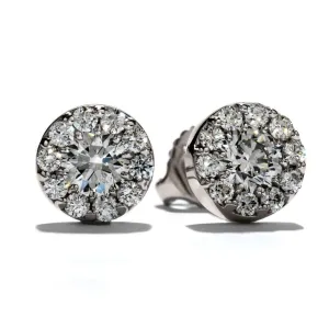 1.00ct Round Brilliant Cut Diamond Fulfillment Cluster Stud Earrings