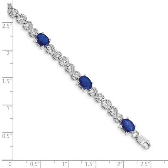 10k White Gold Diamond and Sapphire Infinity Bracelet