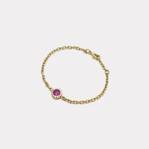 1.18ct Round Pink Sapphire Heirloom Bezel Bracelet