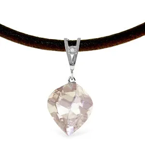 12.81 Carat 14K Solid White Gold Savoire Vivre White Topaz Necklace