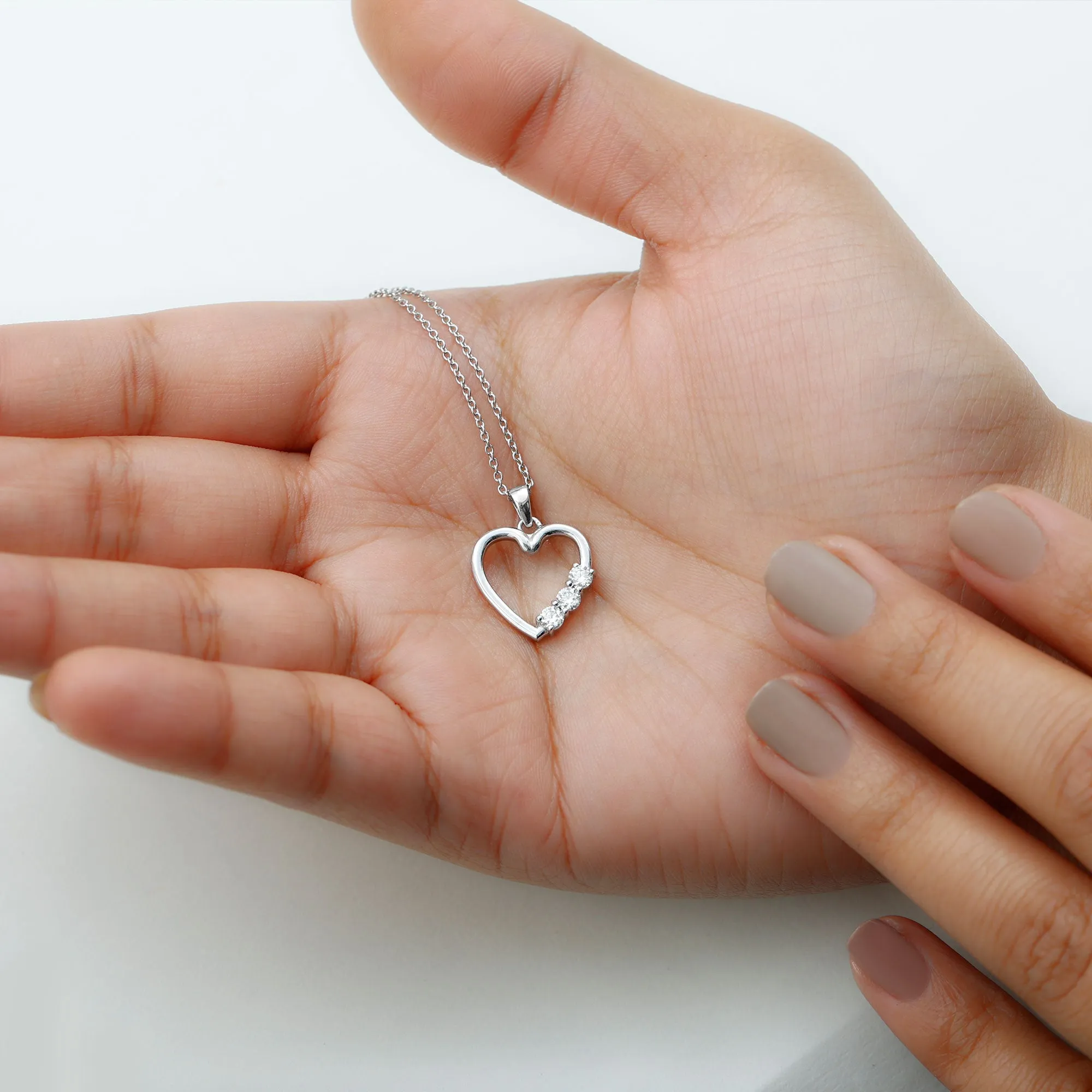 1/4 CT Simple Moissanite and Gold Heart Pendant