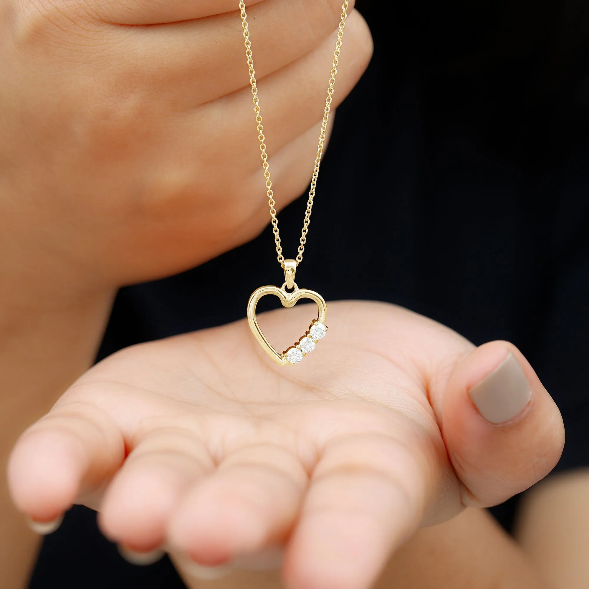 1/4 CT Simple Moissanite and Gold Heart Pendant