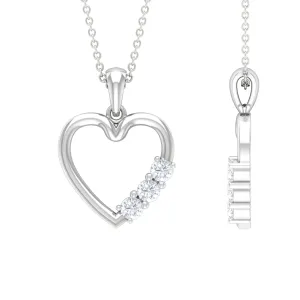 1/4 CT Simple Moissanite and Gold Heart Pendant