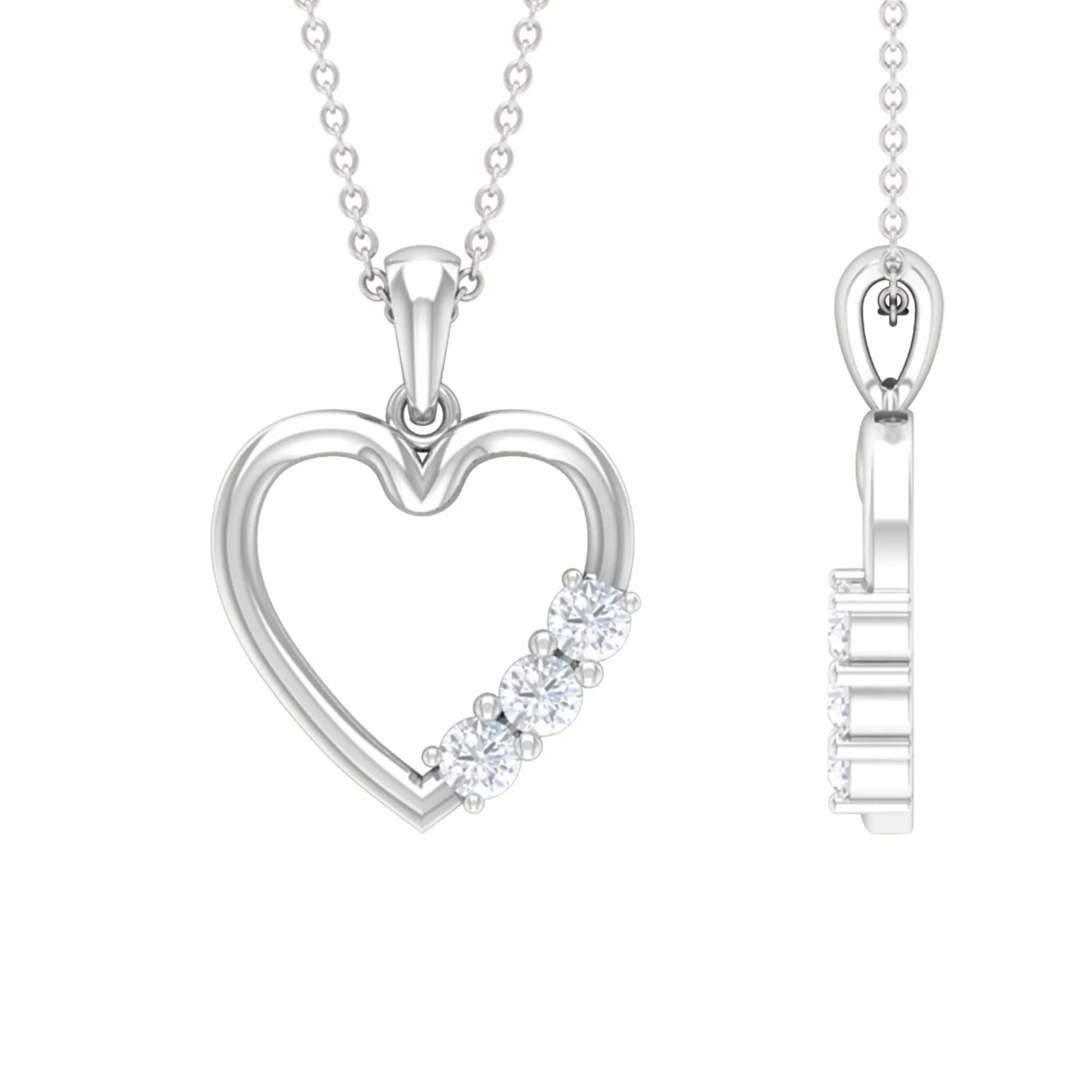1/4 CT Simple Moissanite and Gold Heart Pendant