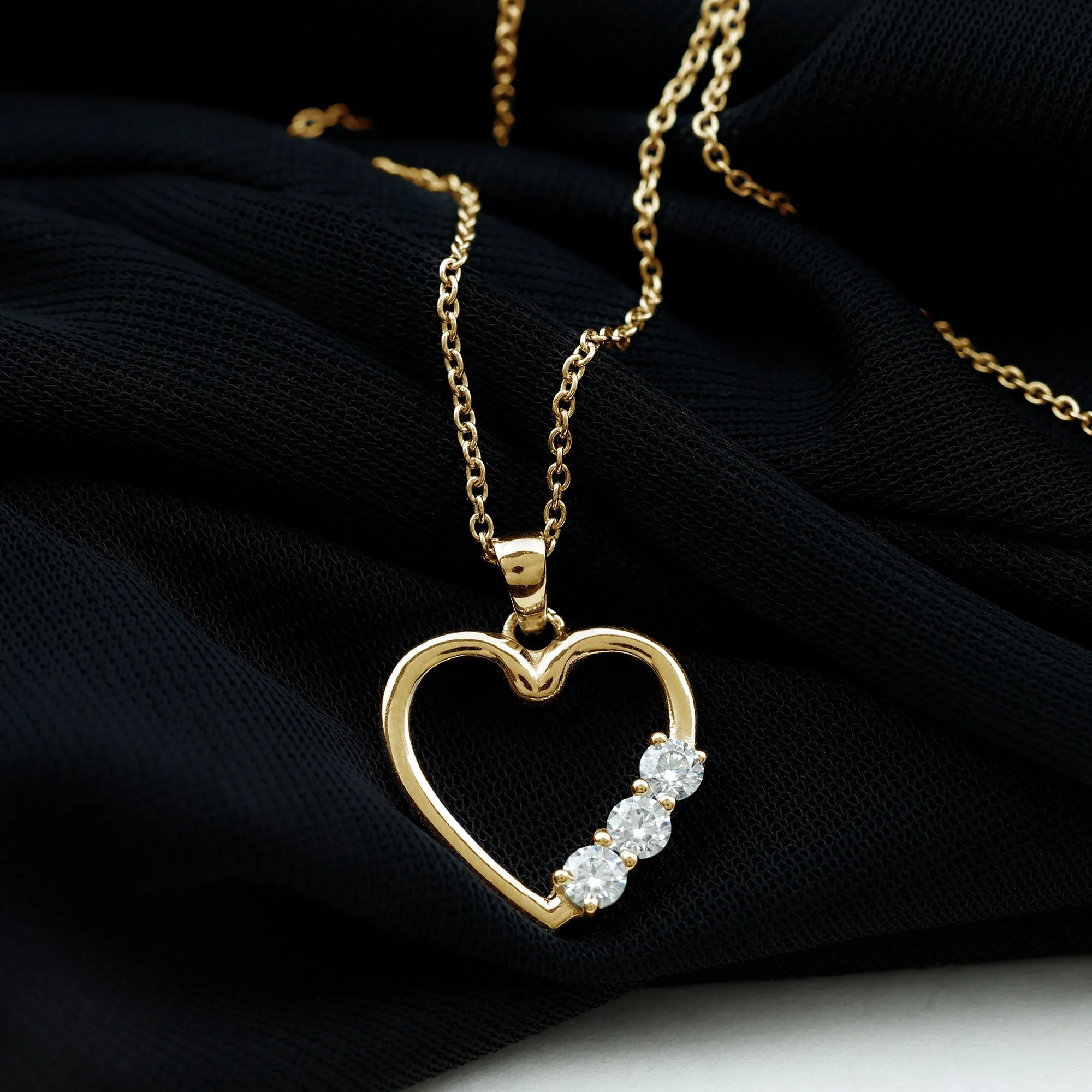 1/4 CT Simple Moissanite and Gold Heart Pendant