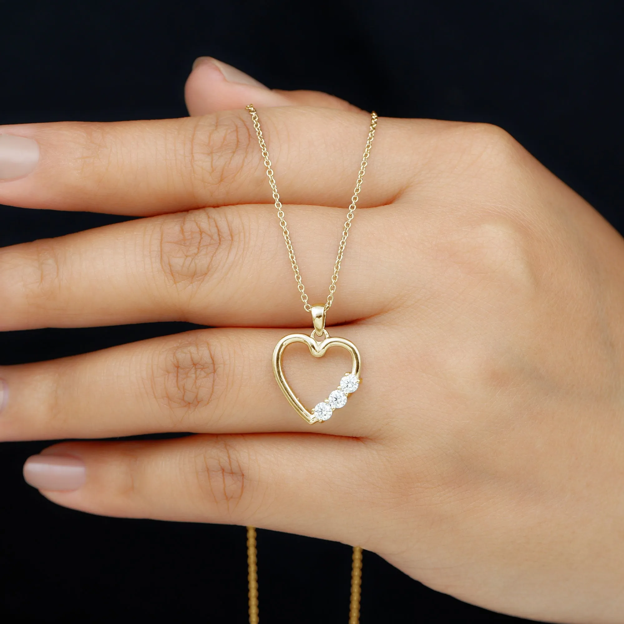 1/4 CT Simple Moissanite and Gold Heart Pendant