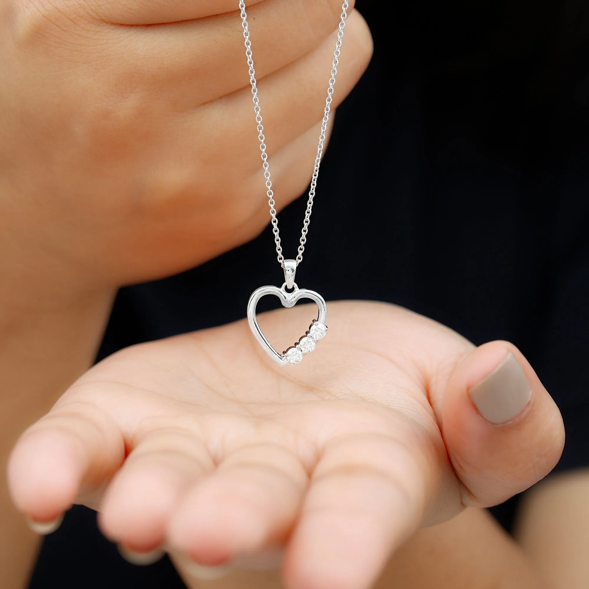 1/4 CT Simple Moissanite and Gold Heart Pendant