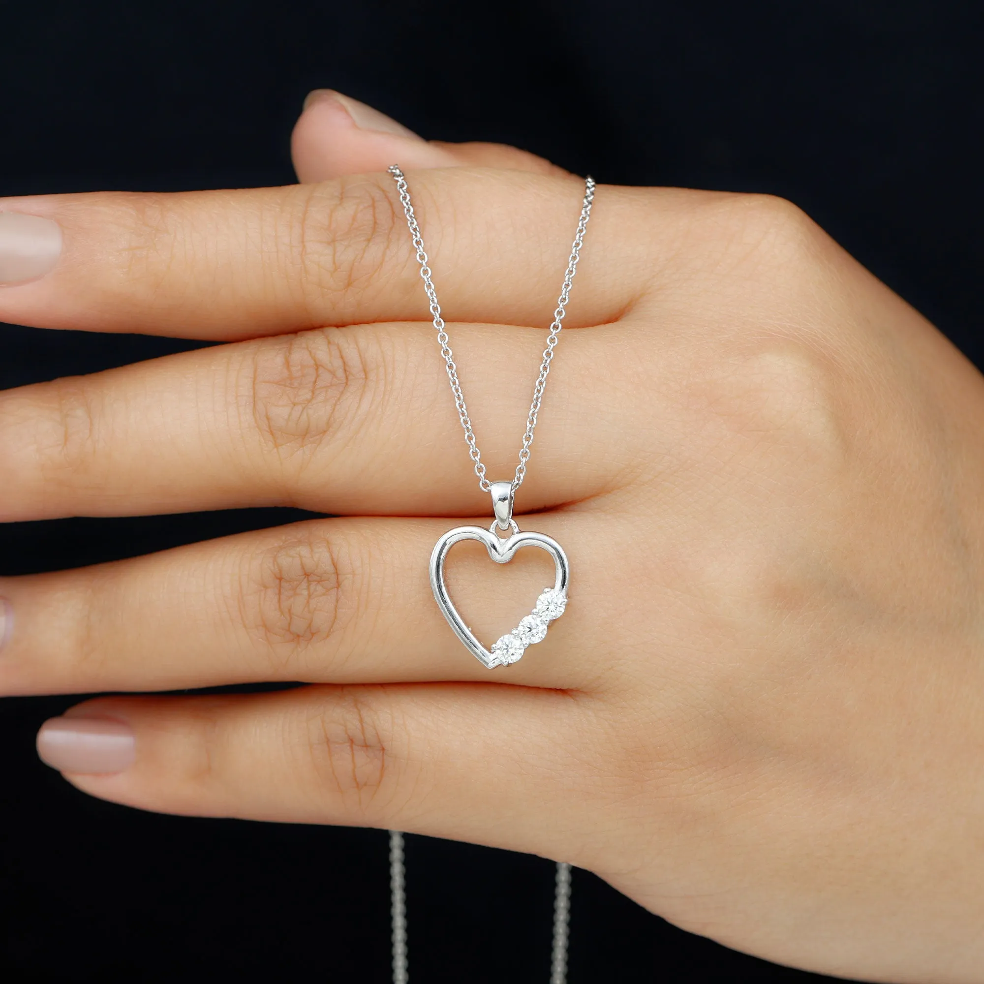 1/4 CT Simple Moissanite and Gold Heart Pendant