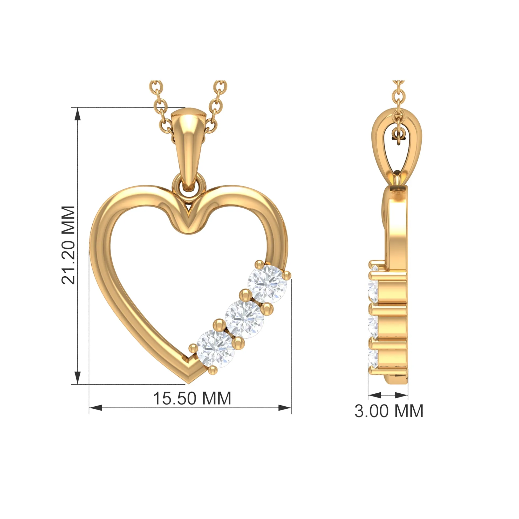 1/4 CT Simple Moissanite and Gold Heart Pendant