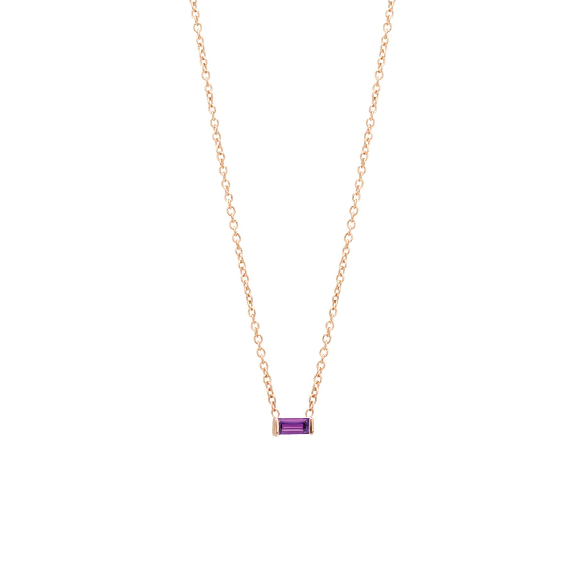 14k amethyst baguette necklace | February Birthstone
