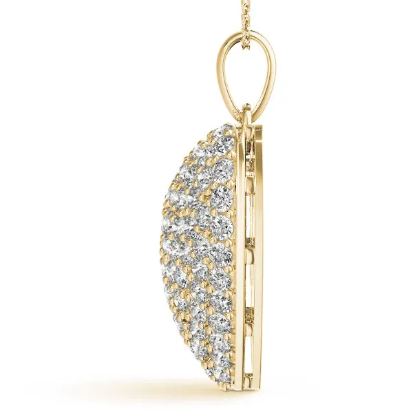 14K Gold Heart Pave Cluster Diamond Necklace / Pendant