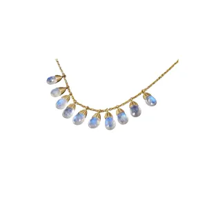 14k Gold Rainbow Moonstone Teardrop Charm Pendant