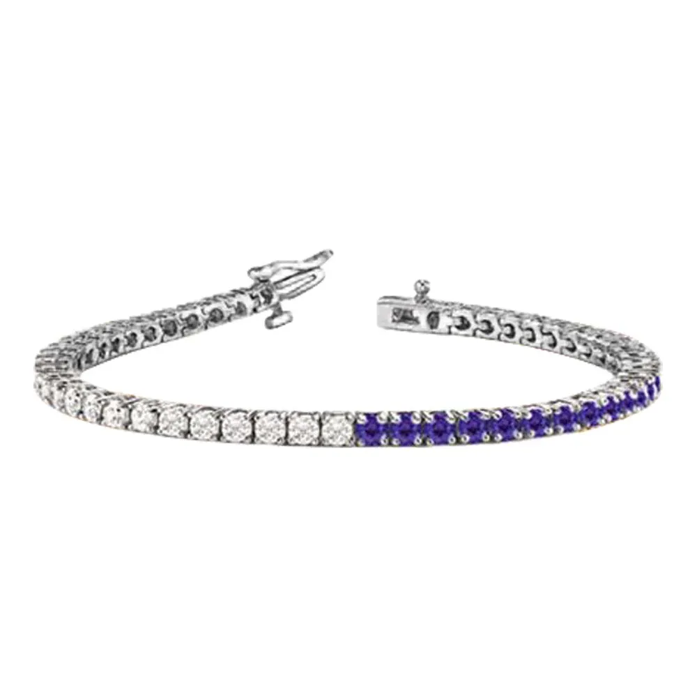 14k Half Gemstone Half Diamond Tennis Bracelet