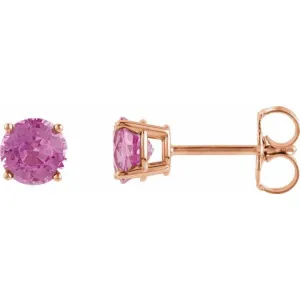 14K Rose 5 mm Natural Pink Sapphire Stud Earrings