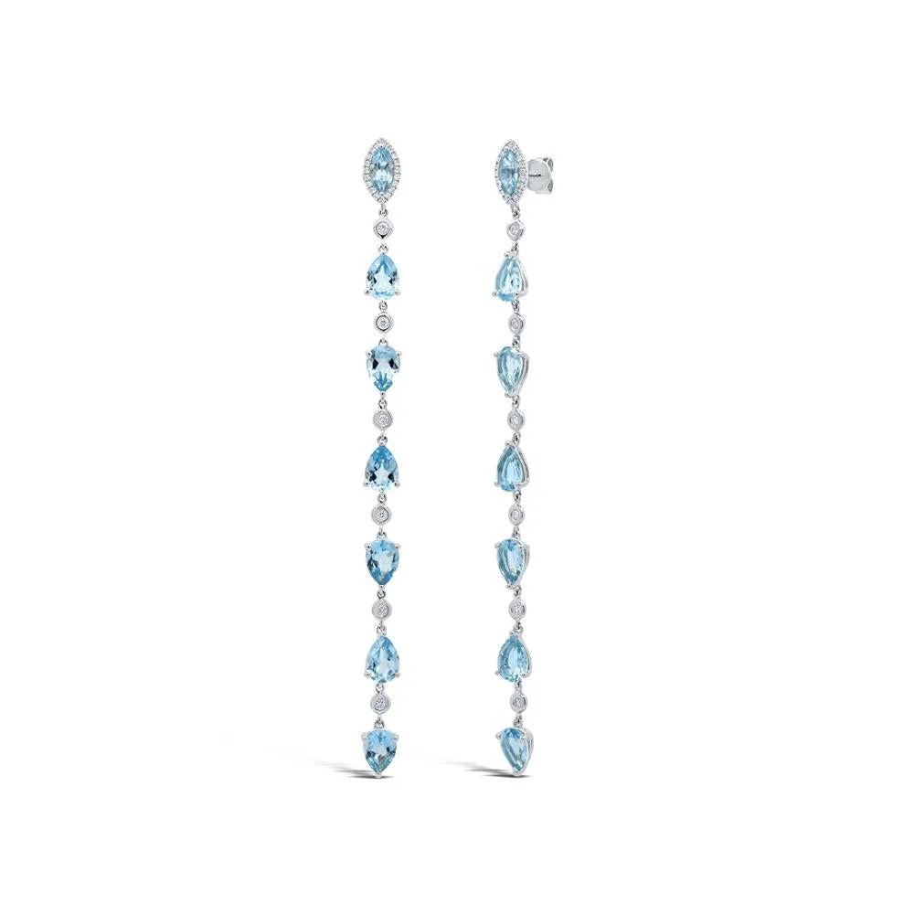 14K Rose Gold Diamond   Blue Topaz Earrings