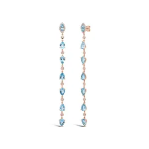 14K Rose Gold Diamond   Blue Topaz Earrings