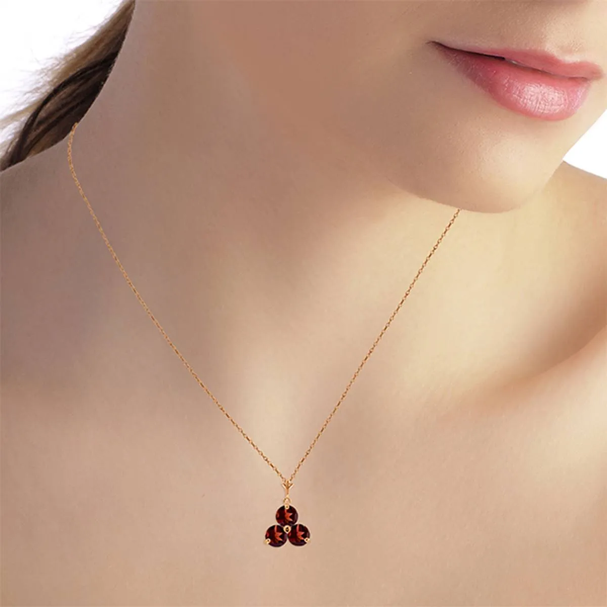 14K Solid Rose Gold Garnet Necklace Gemstone Genuine Deluxe