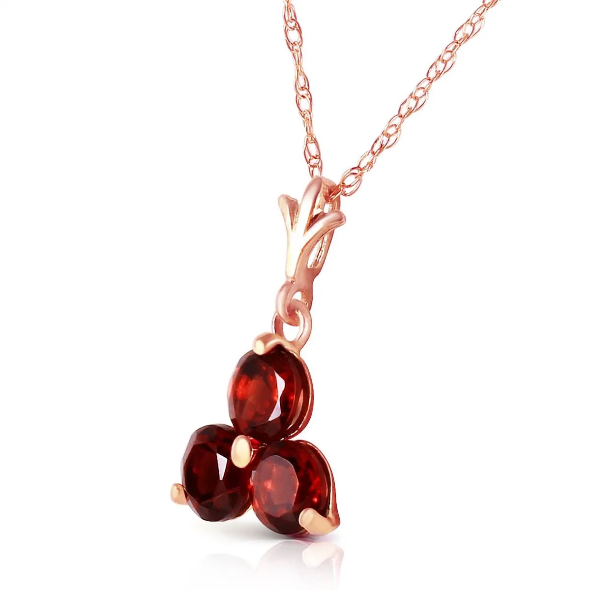 14K Solid Rose Gold Garnet Necklace Gemstone Genuine Deluxe