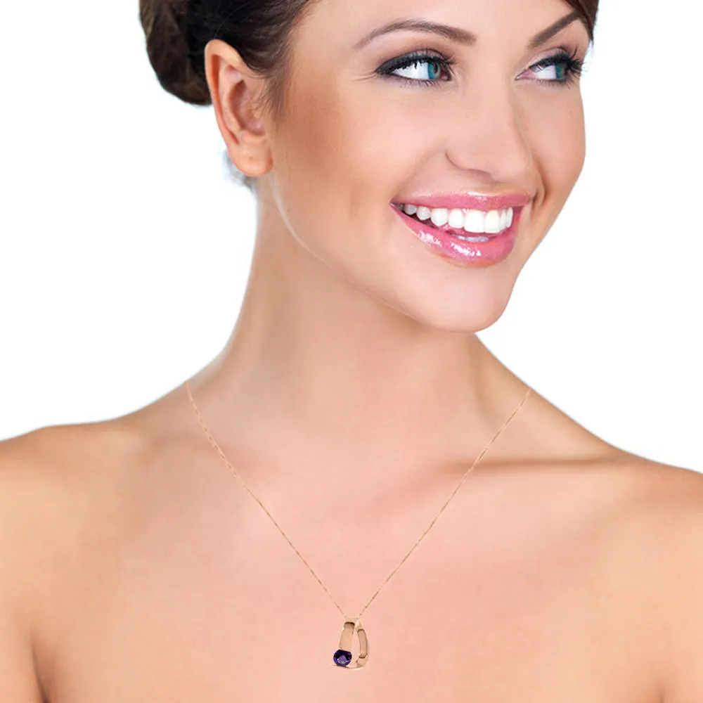 14K Solid Rose Gold Modern Necklace w/ Natural Amethyst