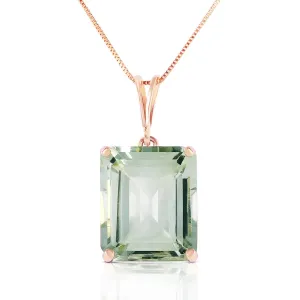 14K Solid Rose Gold Necklace w/ Octagon Green Amethyst