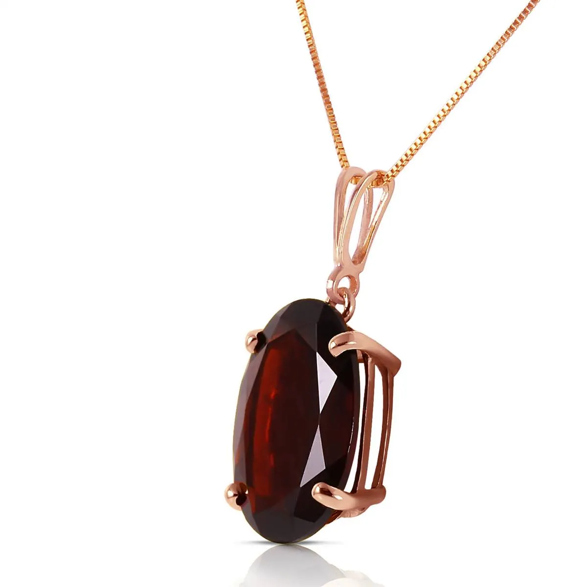 14K Solid Rose Gold Necklace w/ Oval Garnet
