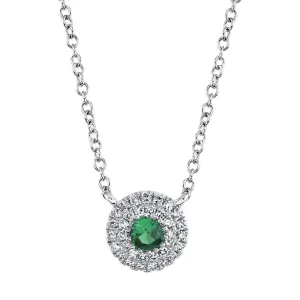 14K White Gold Diamond Green Garnet Necklace