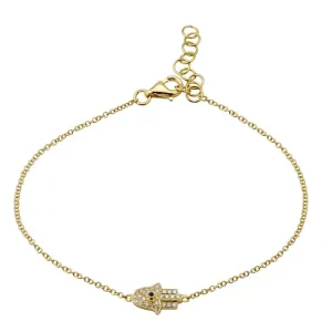 14k Yellow Gold Diamond Sapphire Hand of God Bracelet