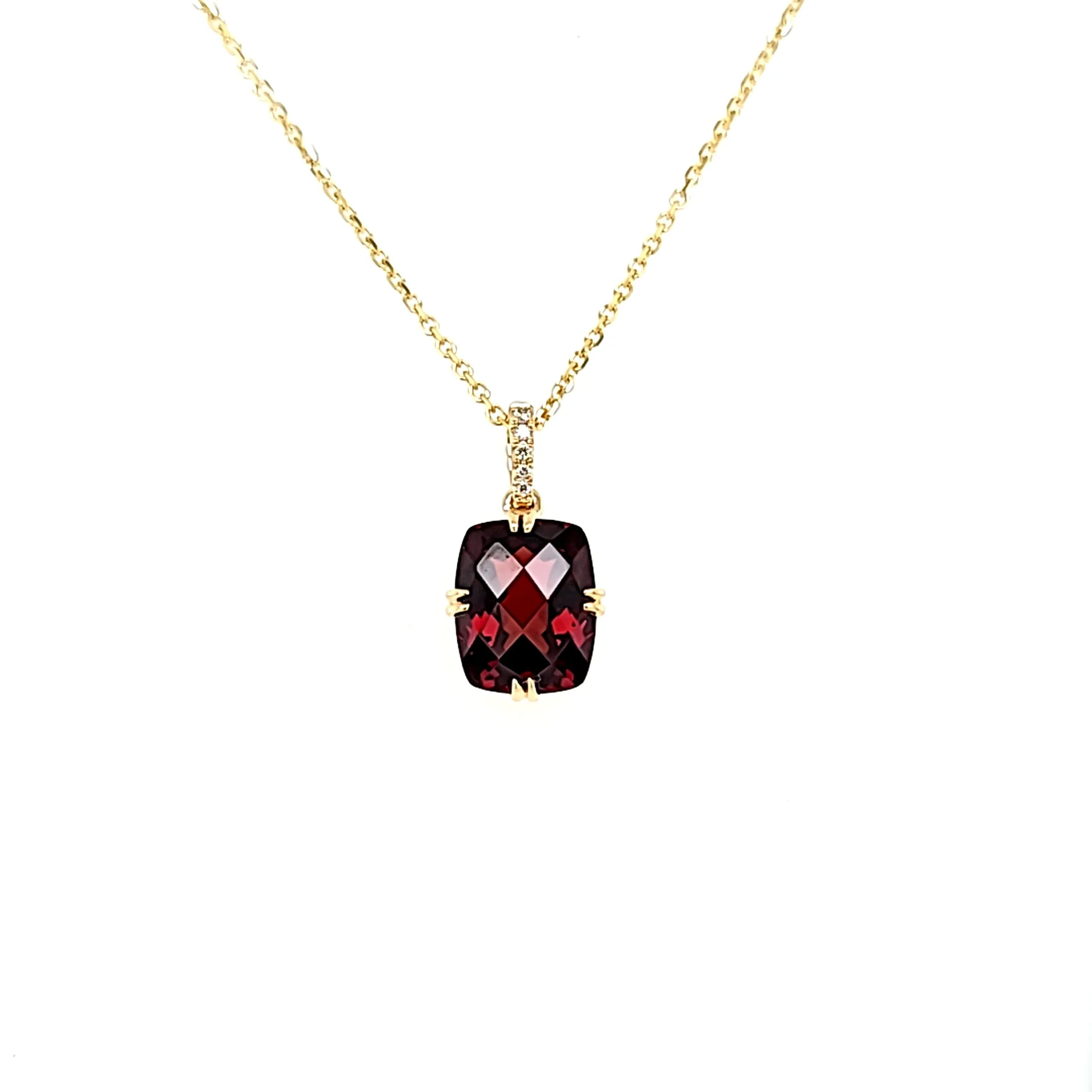 14k Yellow Gold Garnet Necklace (I8007)