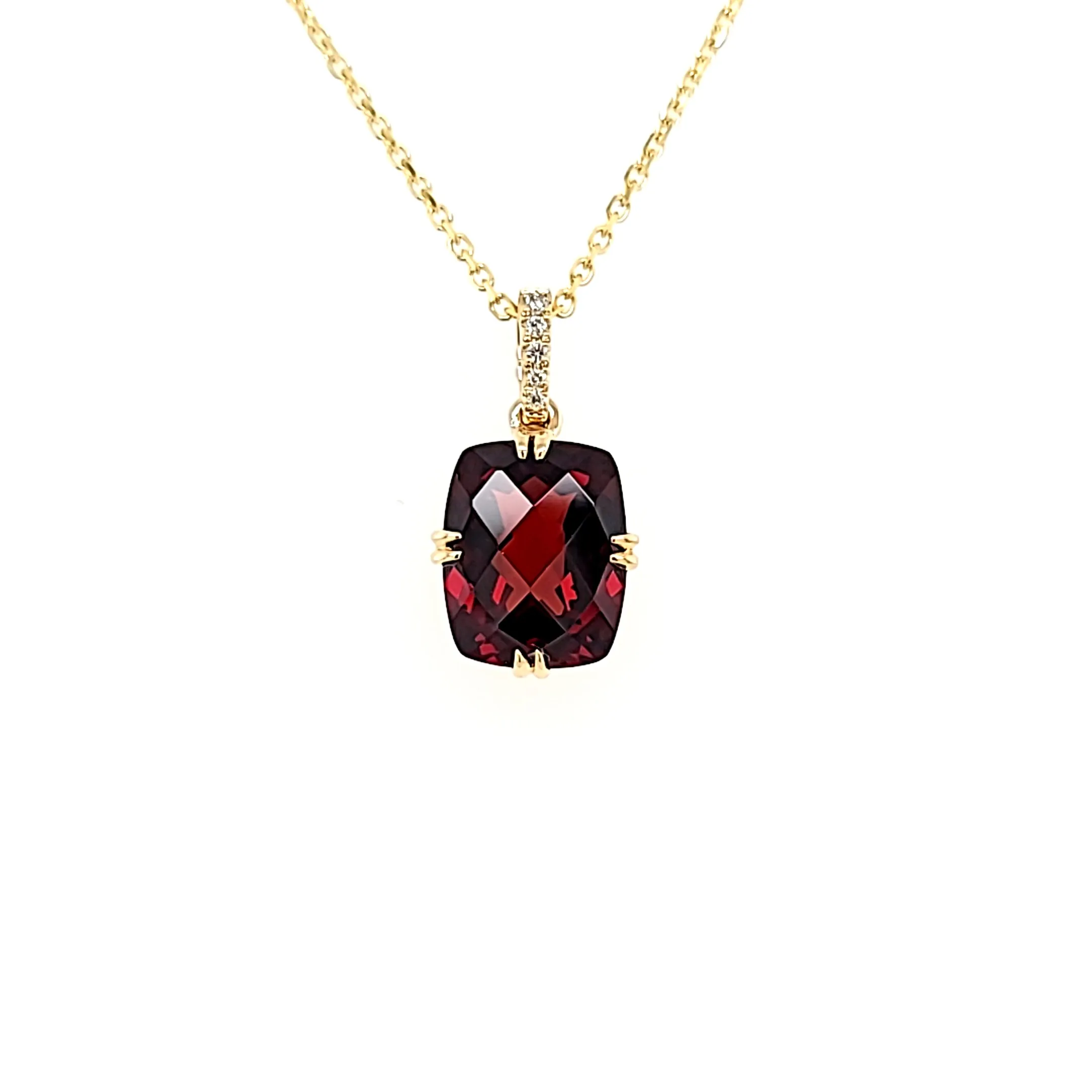 14k Yellow Gold Garnet Necklace (I8007)