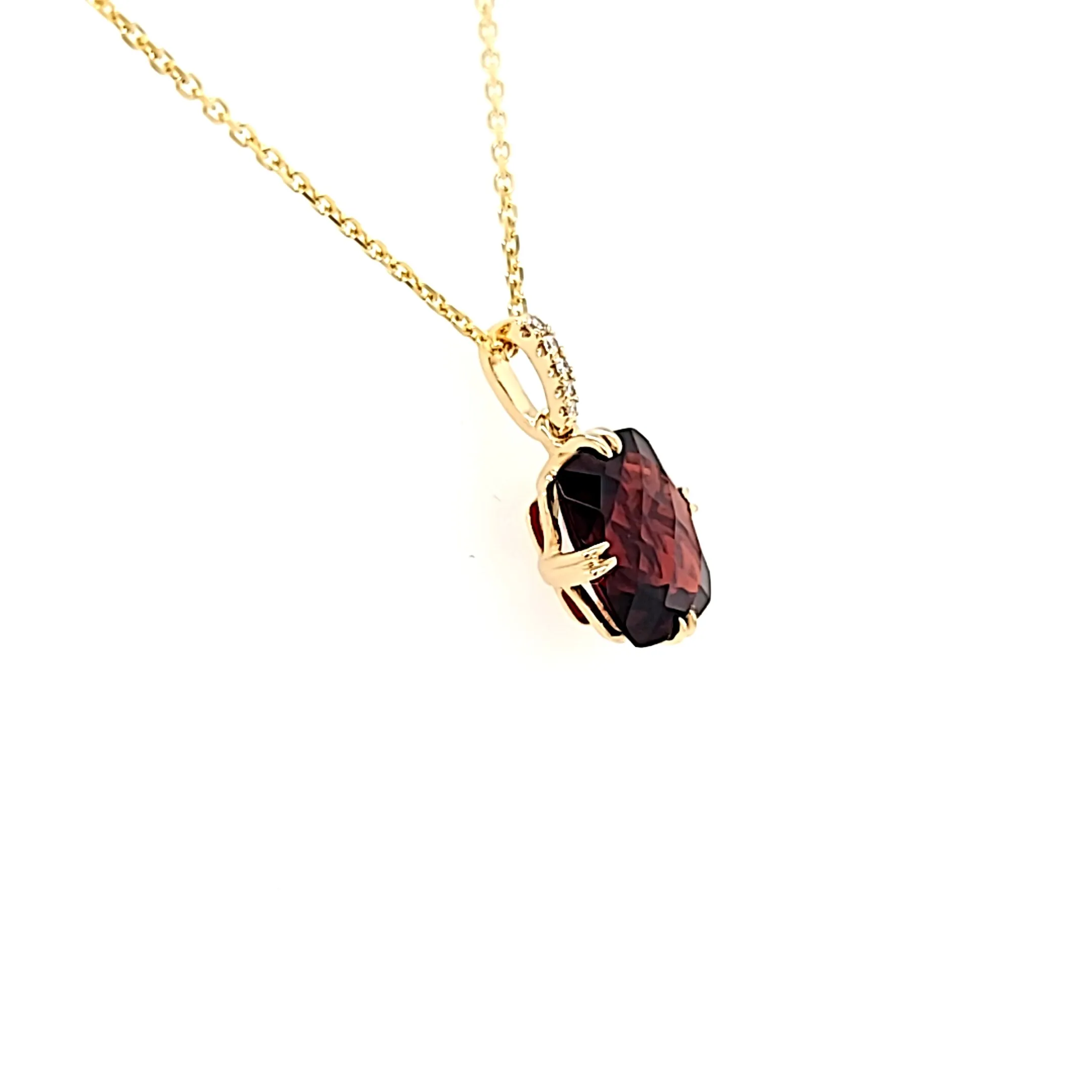 14k Yellow Gold Garnet Necklace (I8007)