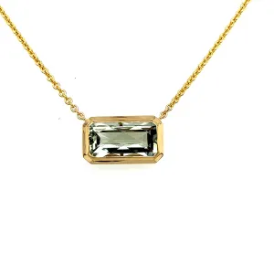 14K Yellow Gold Green Amethyst Necklace