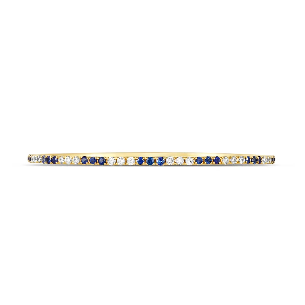 14K Yellow Gold Sapphire and Diamond Clasped Bangle