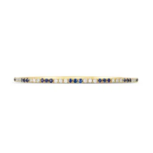 14K Yellow Gold Sapphire and Diamond Clasped Bangle
