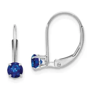 14KT GOLD 3/4 CTW ROUND BLUE SAPPHIRE LEVERBACK EARRINGS