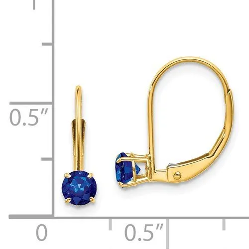 14KT GOLD 3/4 CTW ROUND BLUE SAPPHIRE LEVERBACK EARRINGS