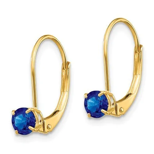 14KT GOLD 3/4 CTW ROUND BLUE SAPPHIRE LEVERBACK EARRINGS