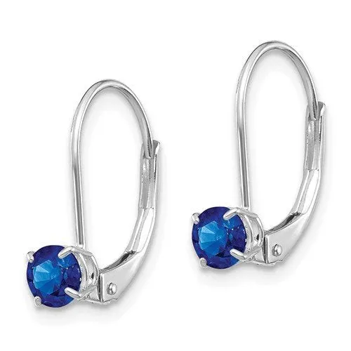 14KT GOLD 3/4 CTW ROUND BLUE SAPPHIRE LEVERBACK EARRINGS