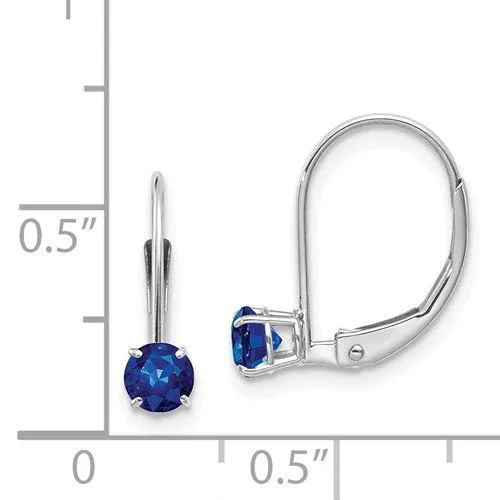 14KT GOLD 3/4 CTW ROUND BLUE SAPPHIRE LEVERBACK EARRINGS