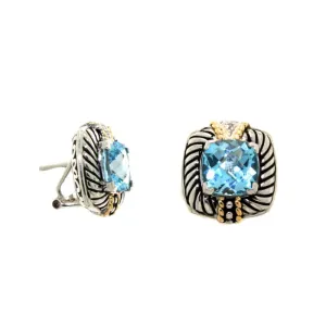 14Kt/Silver, Diamond and Blue Topaz Earrings (141E107882BTWT)