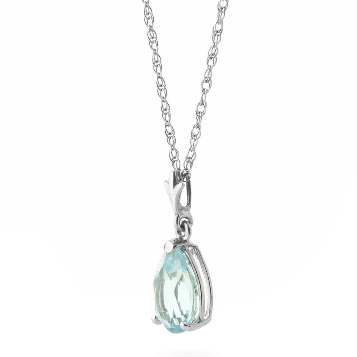 1.5 Carat 14K Solid White Gold Prepare For Love Aquamarine Necklace