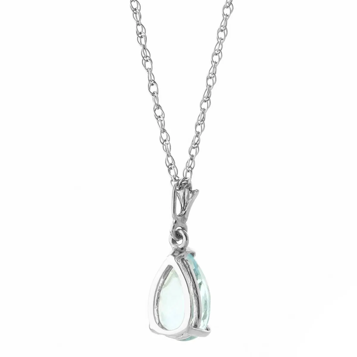 1.5 Carat 14K Solid White Gold Prepare For Love Aquamarine Necklace