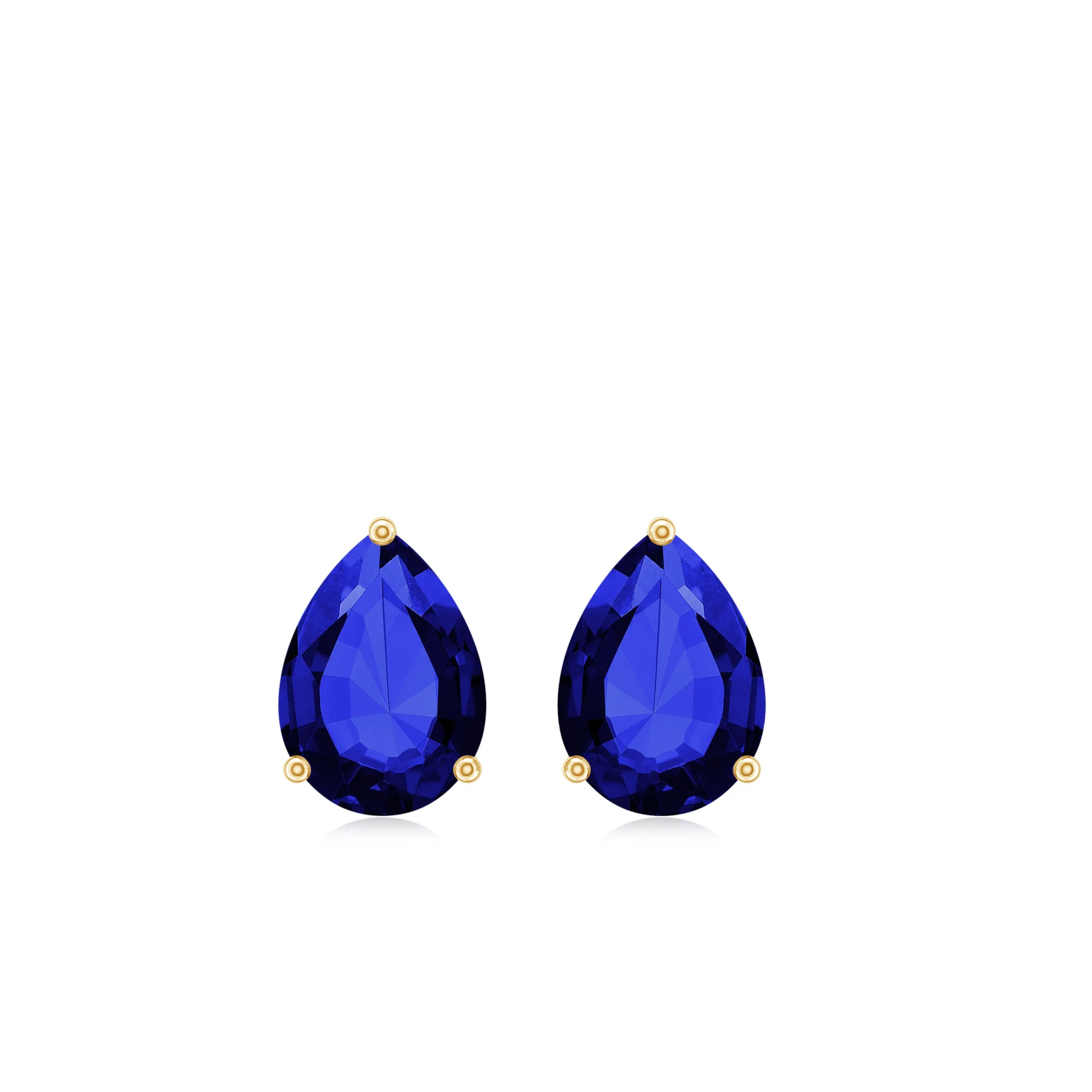 1.5 CT Pear Cut Created Blue Sapphire Solitaire Stud Earrings