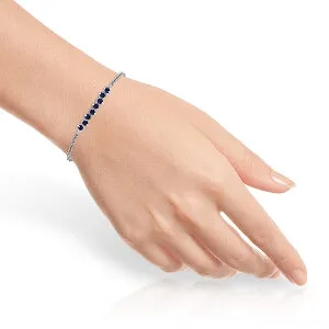 1.55 Carat 14K Solid White Gold Bracelet Natural Sapphire
