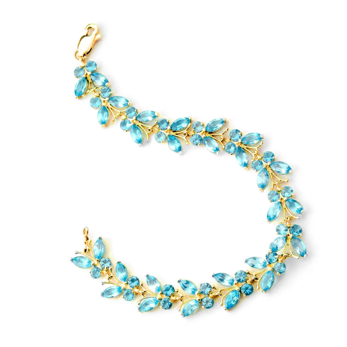 16.5 Carat 14K Solid Yellow Gold Butterfly Bracelet Blue Topaz