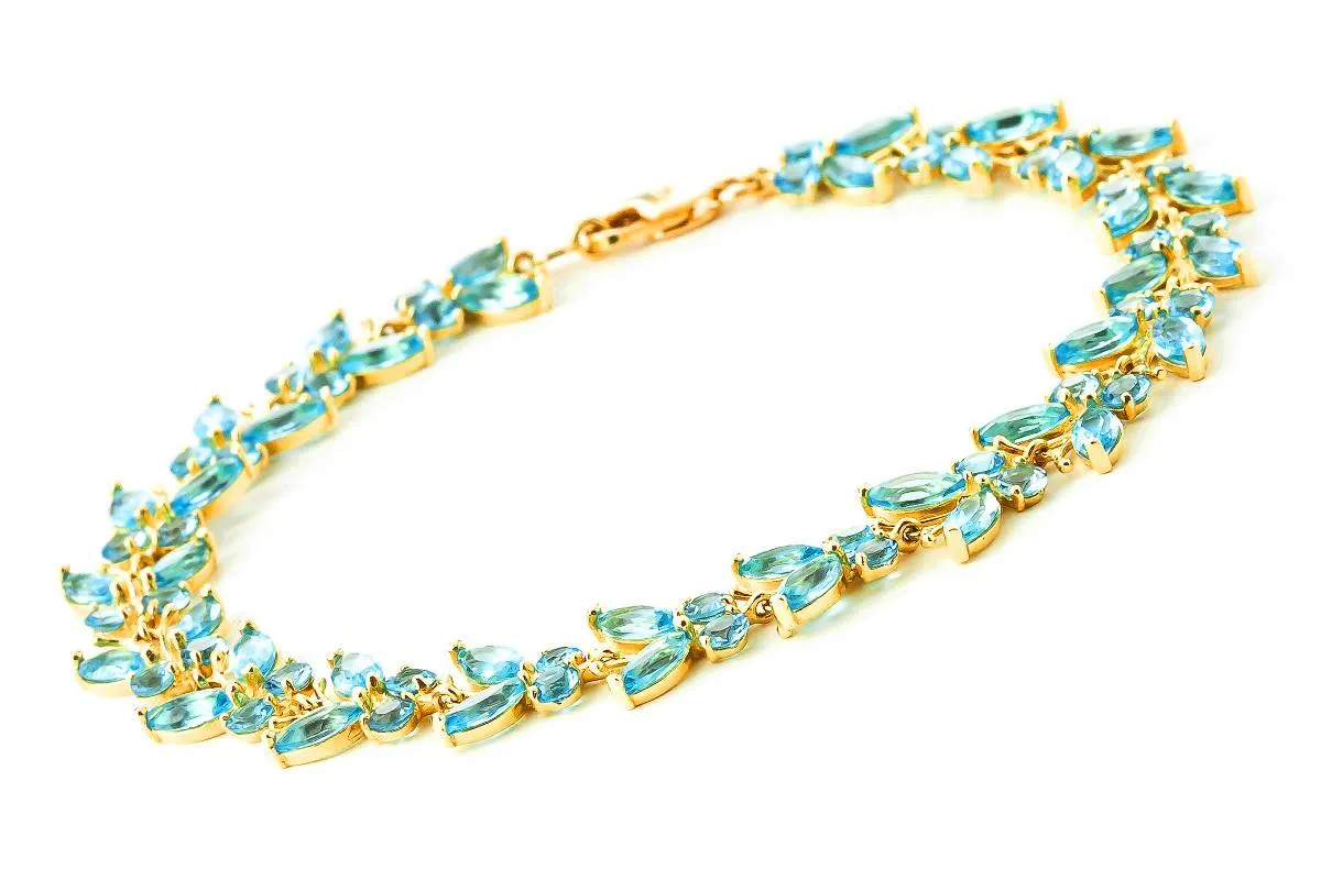 16.5 Carat 14K Solid Yellow Gold Butterfly Bracelet Blue Topaz